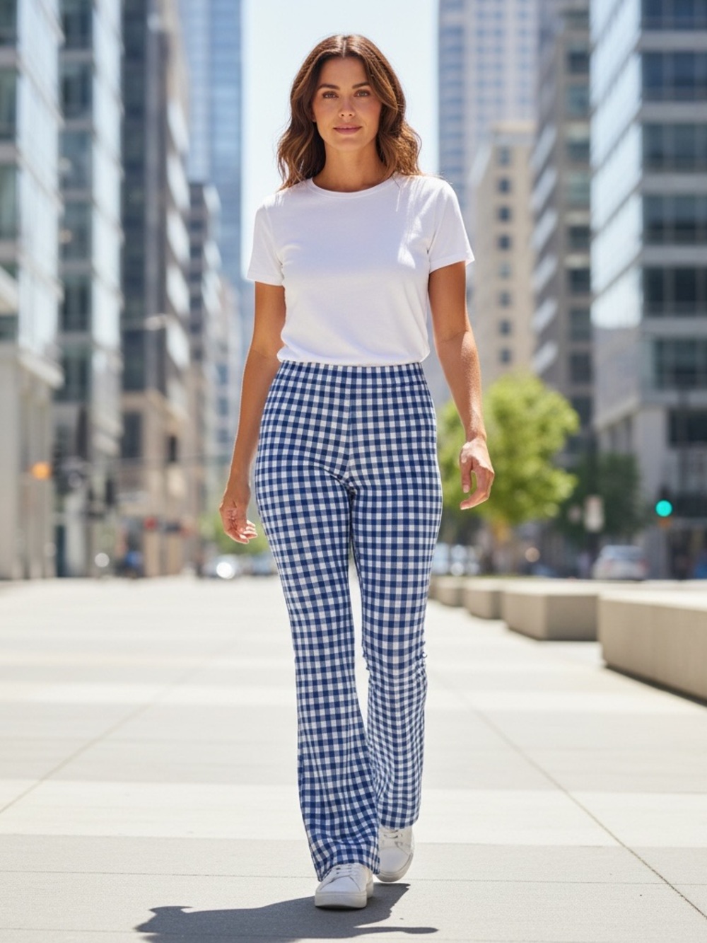 Urban Outfitters Women’s High-Rise Blue Gingham Flare Leg Pants Size Small